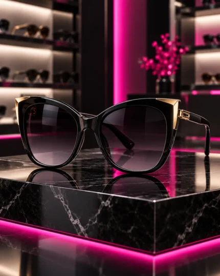 نظارة شمس نسائي DR Gold Cat Eye - DR OPTICS