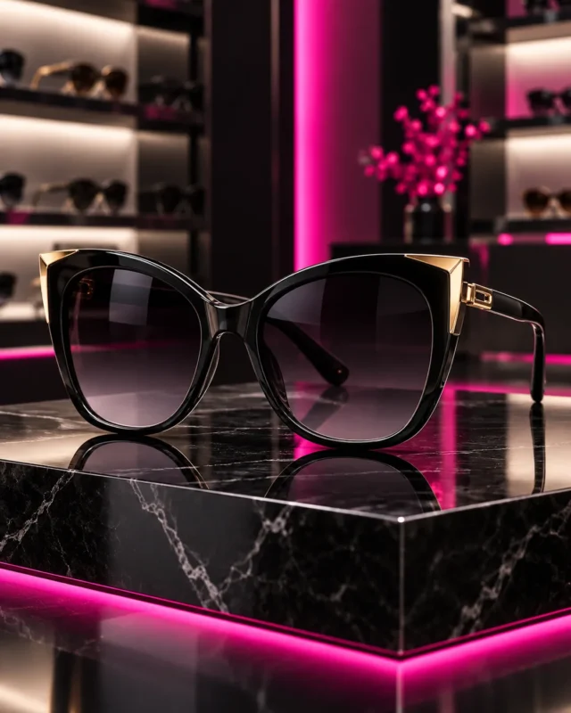 نظارة شمس نسائي DR Gold Cat Eye - DR OPTICS